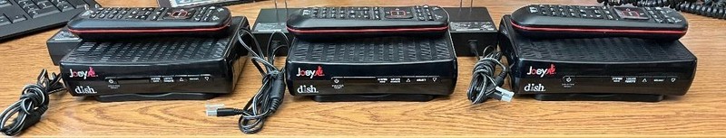 Dish Network Joey Satellite Receiver  Lot of 3 power adapters, remotes + More
