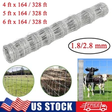Farm Fence 4/5/6FT x 328FT 4/5/6FT x 164FT Galvanized Cattle Animals Protection