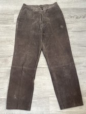 SIGRID OLSEN SPORT 100 GENUINE LEATHER PANTS WOMENS SZ 12 TAUPE SUEDE RARE VTG