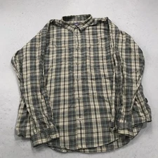 Patagonia Shirt Mens XL Brown Green Earthtones Pima 100% Organic Cotton Plaid
