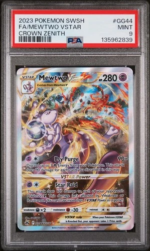 2023 POKEMON SWORD & SHIELD CROWN ZENITH #GG44 FULL ART/MEWTWO VSTAR PSA 9