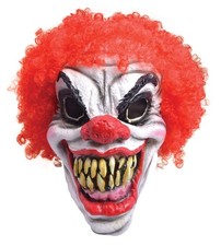 Horror Clown Red Hair Rubber Mask
