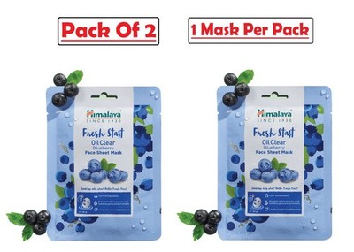 Himalaya Fresh Start Oil Clear Blueberry Face Sheet Mask Pack Of 2 x 1N Each
