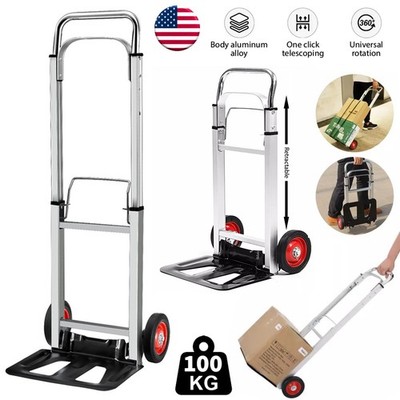 100KG Heavy Duty Folding Foldable Hand Trolley Sack Truck Cart with 2 Wheels US