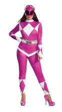 Pink Ranger Mighty Morphin Power Rangers Fancy Dress Up Halloween Adult Costume