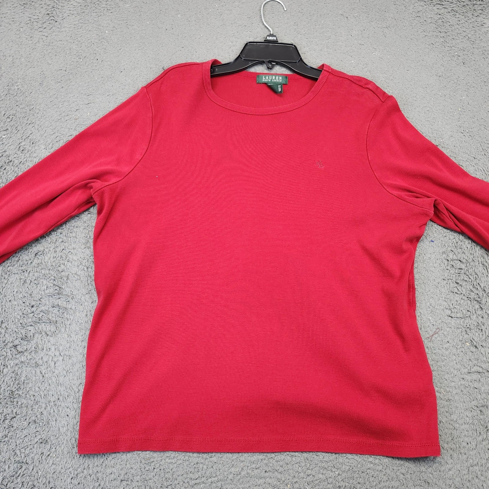 Lauren Ralph Lauren Shirt Womens Plus 2X Red Long Sleeve Cotton Crewneck RL