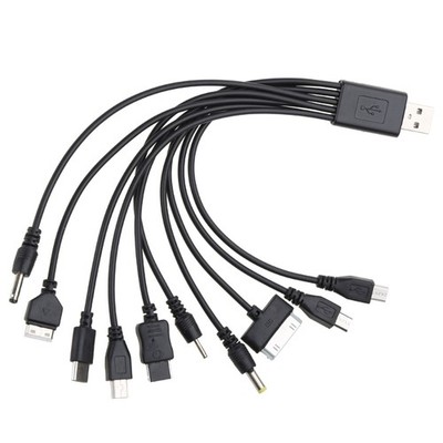 USB To Multi Plug Cellphone Charger Cable 10 in 1 USB Cable USB Data Cord 20cm