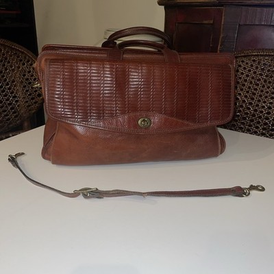 Jack Georges Vintage Leather Brown Tuscany double gusset flap laptop briefcase