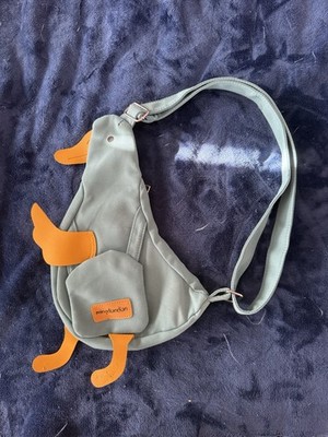 mingdiandian Duck Animal Shape Kids Backpack Green Canvas Adjustable Strap