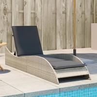 Sonnenliege Garten Mit Auflage Poly Rattan Hellgrau 60X205X73 Cm