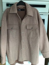 Zara Nude Pink Shacket Size Medium Spring Jacket Silver Studs