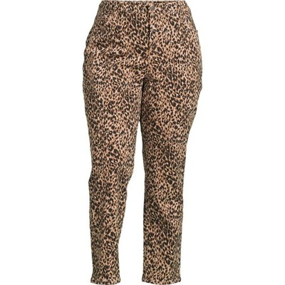 TERRA & SKY High Rise Straight Leg Jeans 26W Leo Face Leopard Animal Denim NWT