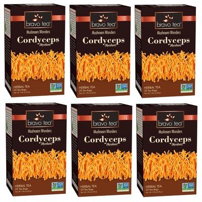 6 PACK Bravo Herbal Tea Mushroom Wonders Cordyceps Mycelium HEALTHYIMMUNE NO GMO