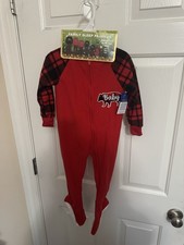 Family Pajamas Matching Boys Girls Footed Buffalo Plaid Flannel Pajamas 12M NEW
