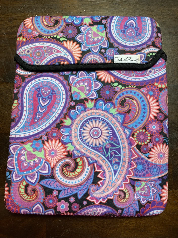 Fashion Smart Reversible Tablet Cover e-Reader Sleeve Paisley Pink Geo New WT - Image 3 of 4