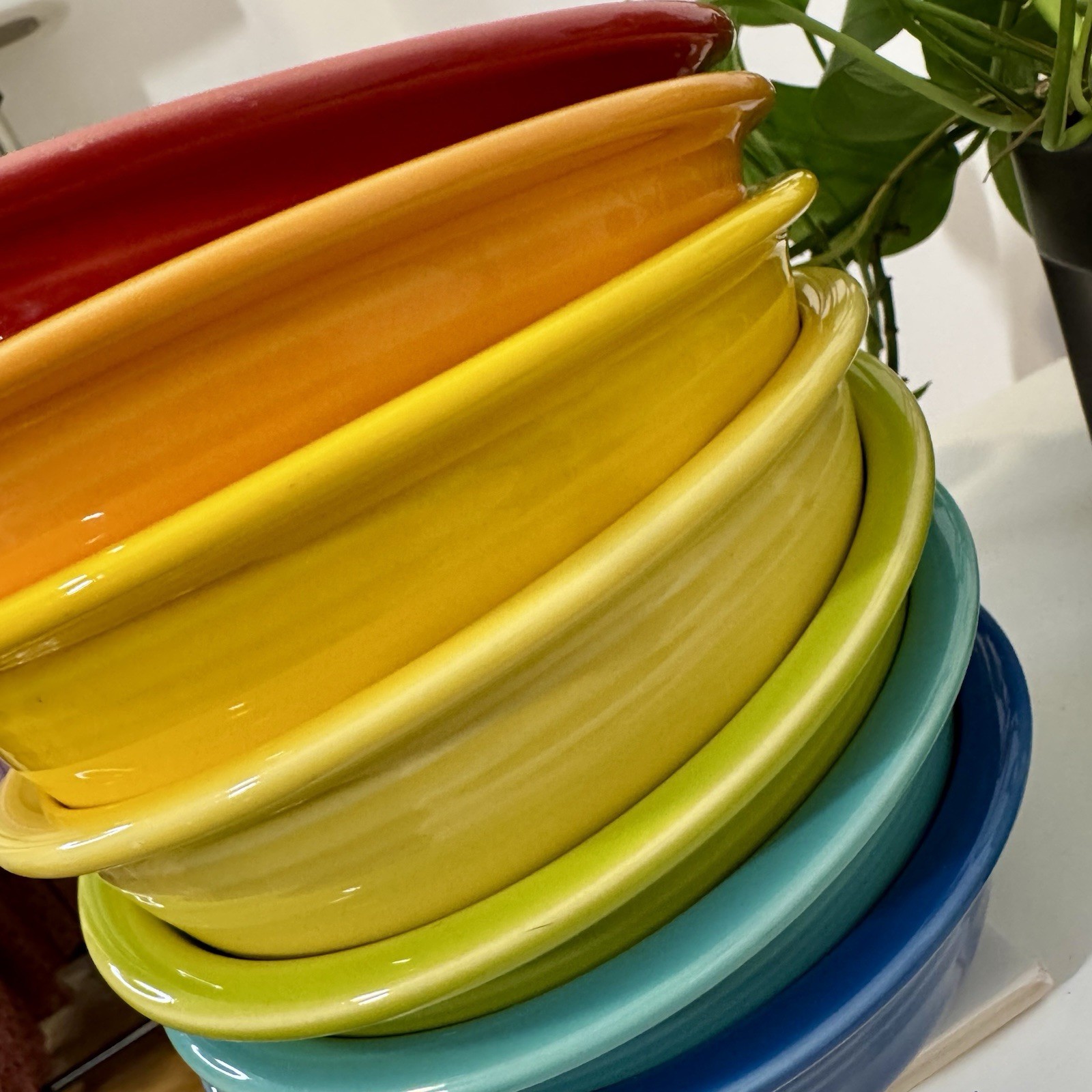 Fiestaware Rainbow Fiesta Ware Classic Ceramic Cereal Bowls Set of 7