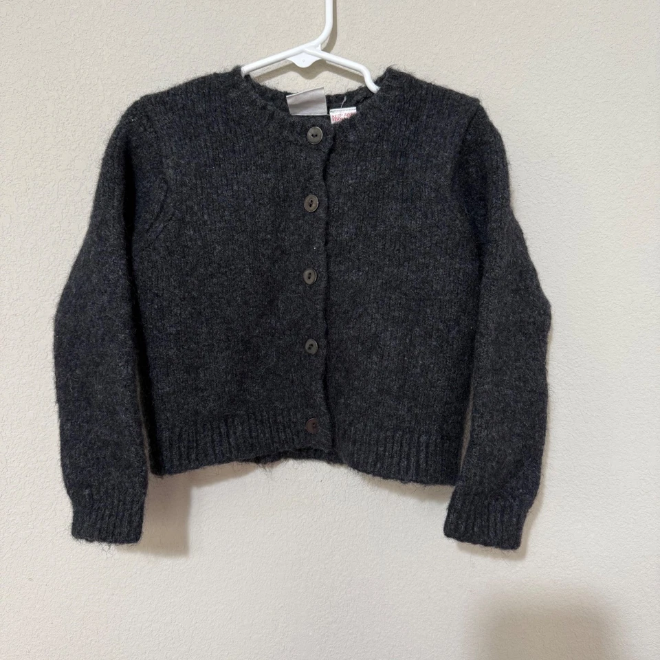 Cardigã Zara meninas cinza carvão mistura lã/alpaca malha robusta 4-5 anos - Imagem 2 de 4