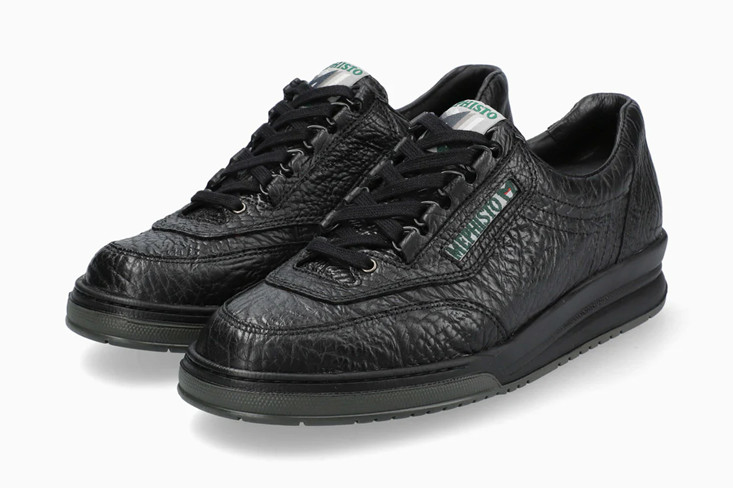 Mephisto Match Black Grain Men's Comfort Lace-Up Walking Shoes
