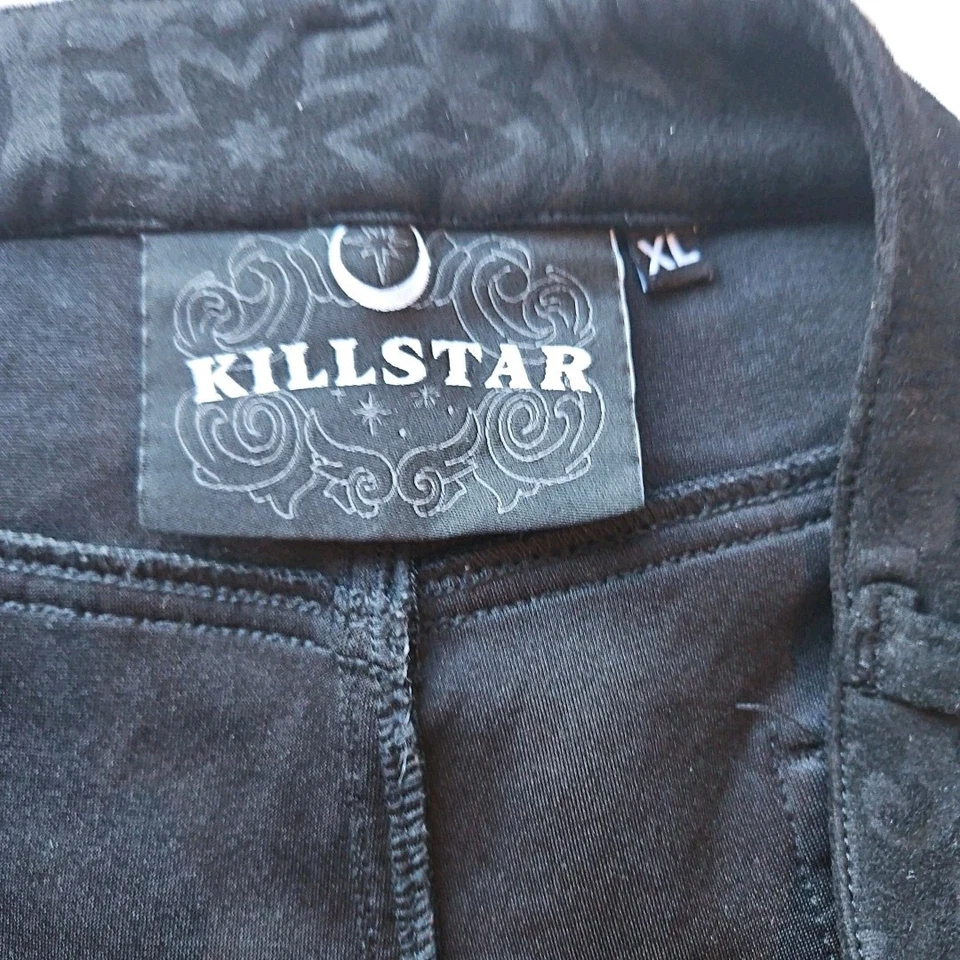 Killstar Black 'Velvet' Stretch Flared Bell Bottoms Pants Size XL Goth Burnout - Image 4 of 4