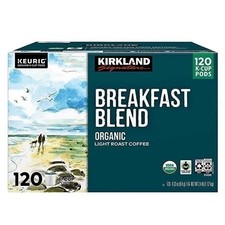 Kirkland Signature Breakfast Blend, Organic Light Roast Coffee - 120 Count