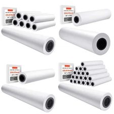 Uimoso Wide Format Plotter Paper Rolls for CAD, 2/8/20 Rolls, 150/300/500 ft