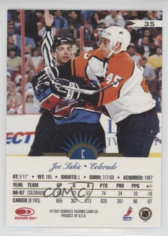 1997-98 Leaf Fractal Matrix Joe Sakic #35 HOF - Image 2 of 2