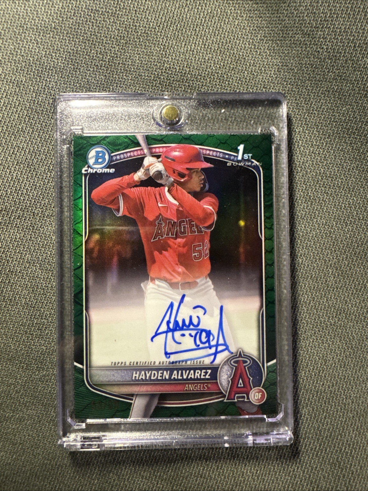 2025 1st Bowman Chrome Hayden Alvarez Auto 58/99 Green Reptilian #CPA-HA