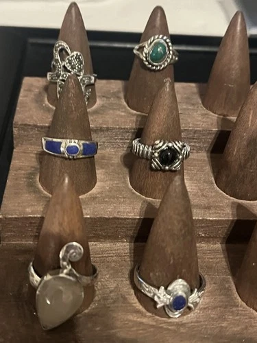 VINTAGE LOT OF 6 'STERLING SILVER/925' ACCENT RINGS, TESTED, 23.2 g