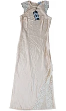 Future Collective XXS Sleeveless Lace Trim Ankle Dress Peach Orange Women