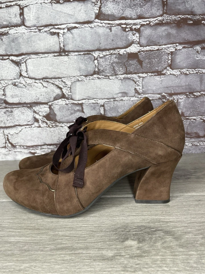 Zapatos de vestir Earthies Sarenza marrón gamuza MaryJane atados para mujer talla 11B EE. UU./42EU Foto 2 de 4