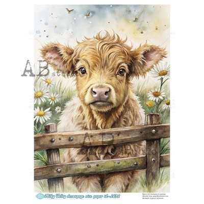 Highland Calf #1071 | A4 Rice Paper for Decoupage | AB Studios