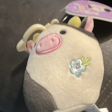 Squishmallows Connor Cow Clip-On Mini Plush Stuffed Animal Easter 2024