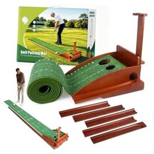 Putting Green Indoor Golf Putting Mat with Auto Ball Return, Brownish-green