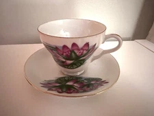 Vintage Porcelain Tea Cup and Saucer Set “Water Lily” Design For July Birthdays