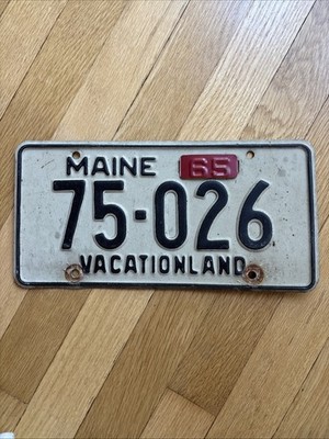 Maine 1965 License Plate Tag 65 Tab # 75026 75-026 Vintage Patina Antiques