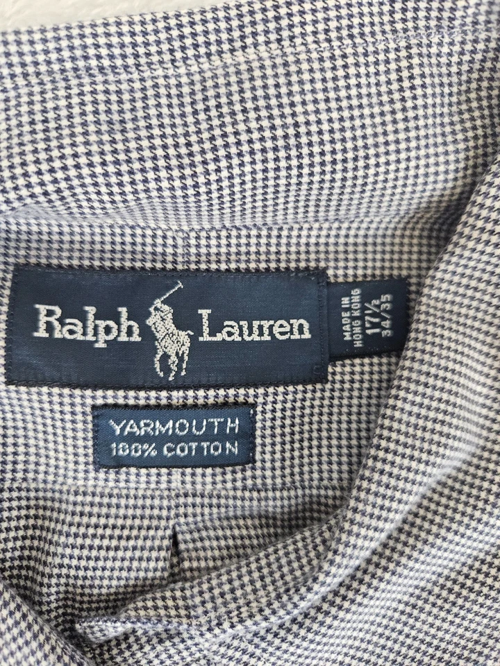 Camisa de vestir Ralph Lauren para hombre 17,5x34/35 Yarmouth 100 % algodón gris geométrico Foto 2 de 4