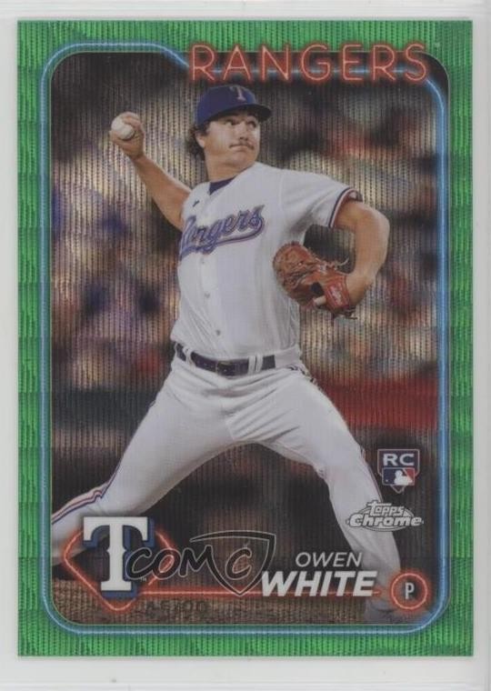 2024 Topps Chrome Green Wave Refractor 45/99 Owen White #211 1x8