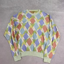 Vintage Knitted Jumper Abstract Patterned Grandad Knit Sweater Men's Xl