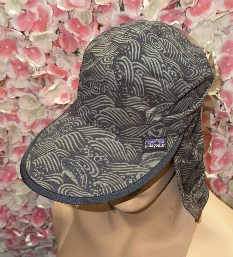 Patagonia Cap Sunshade Long Bill Bimini Hat Nylon Neck Flap Fishing Size L Kids