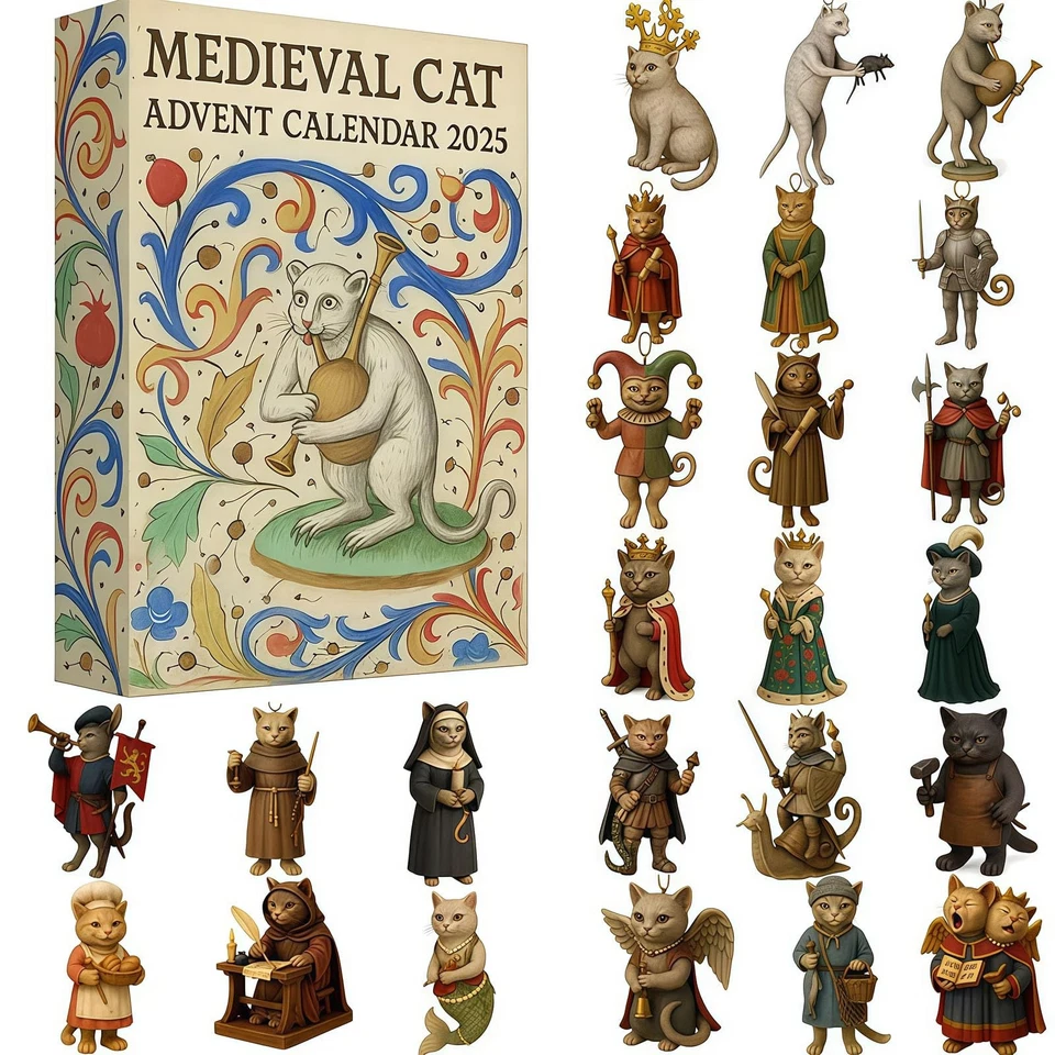 Medieval Cat Advent Calendar 2025 24 Days Christmas Holiday Giffts Countdown - Image 2 of 4