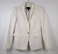 J.Crew Ivory White Linen Cotton Blend Regent Blazer Jacket Women Size 2