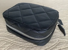 Trish McEvoy Small Black Quilted Makeup Planner Nice! 7 x 5 x 3 inches