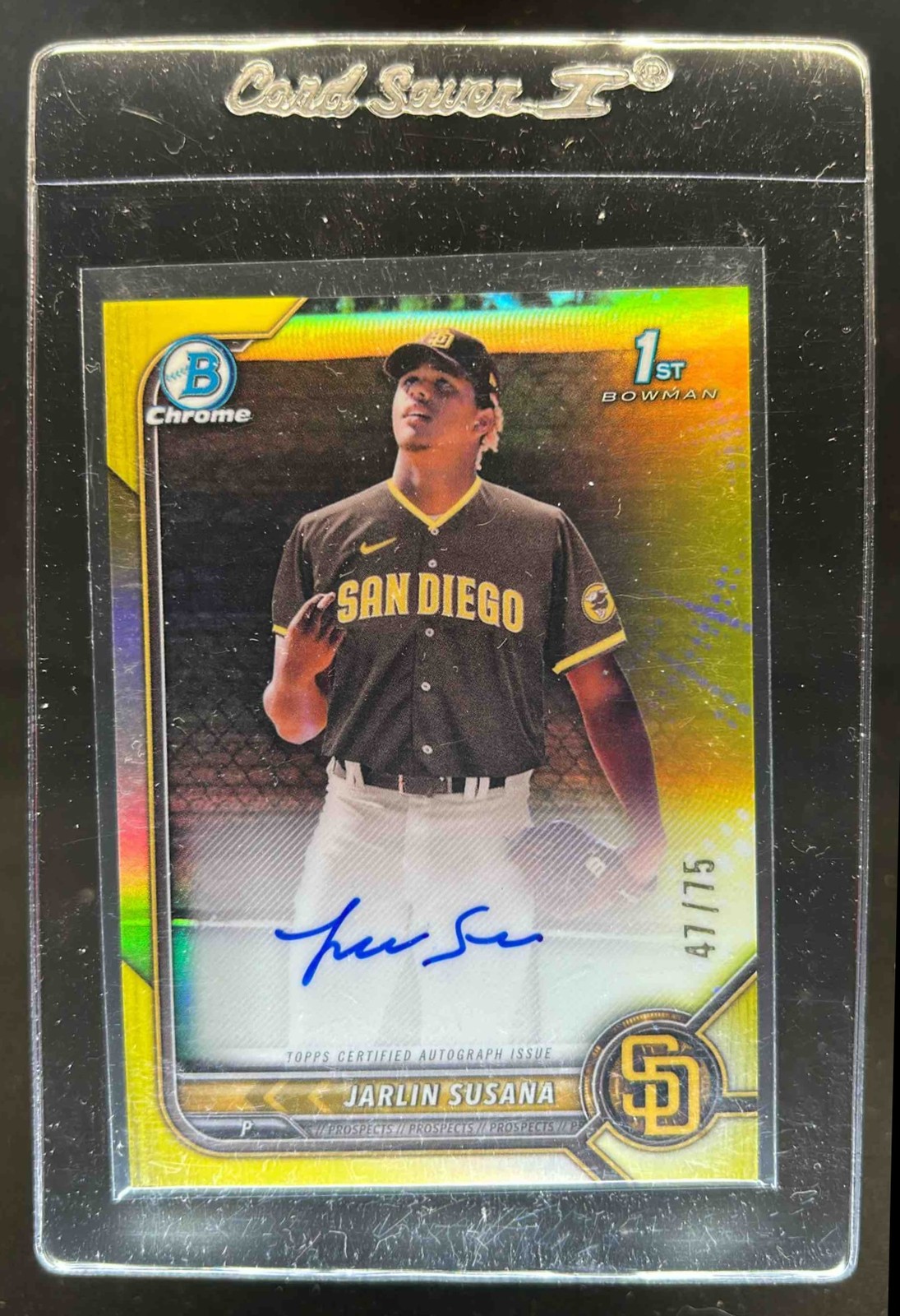 2022 Bowman Chrome Jarlin Susana Auto Yellow Refractor 1st #47/75
