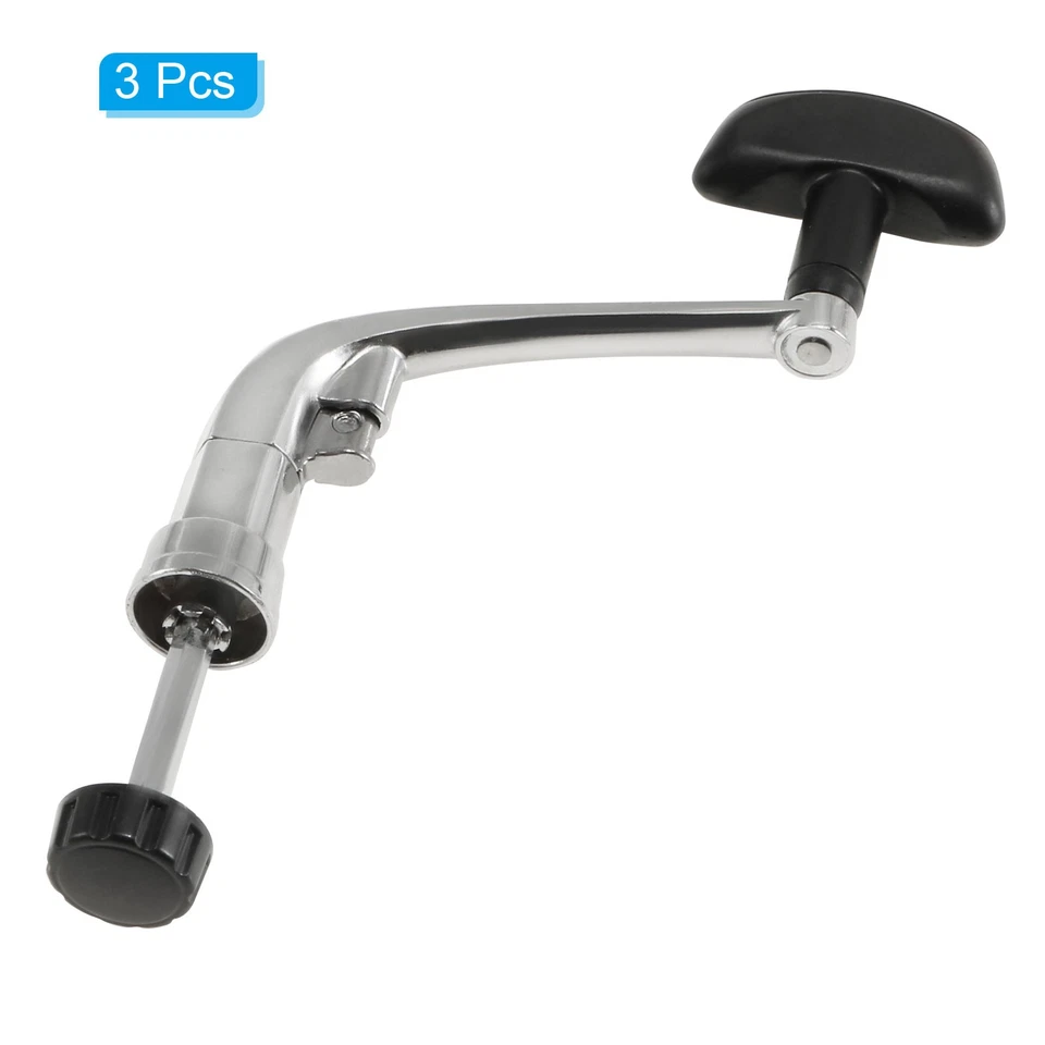 5" Pieghevole Pesca Mulinello Potenza Maniglia,3pz Metallo Impugnatura,Argento - Immagine 3 di 4