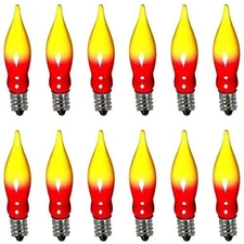 12 Pack Christmas Flame Tip Lights Bulb, Red Yellow C18 7w Red/orange