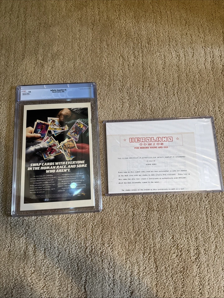 Infinity Gauntlet 1 Signed By George Perez. Infinity Gauntlet 3 CGC 9.6 - Image 2 of 4