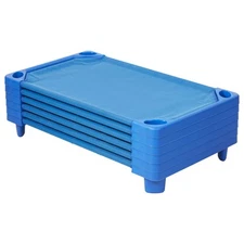 ECR4Kids Streamline Cot Toddler Size Classroom Furniture Blue 6-Pack