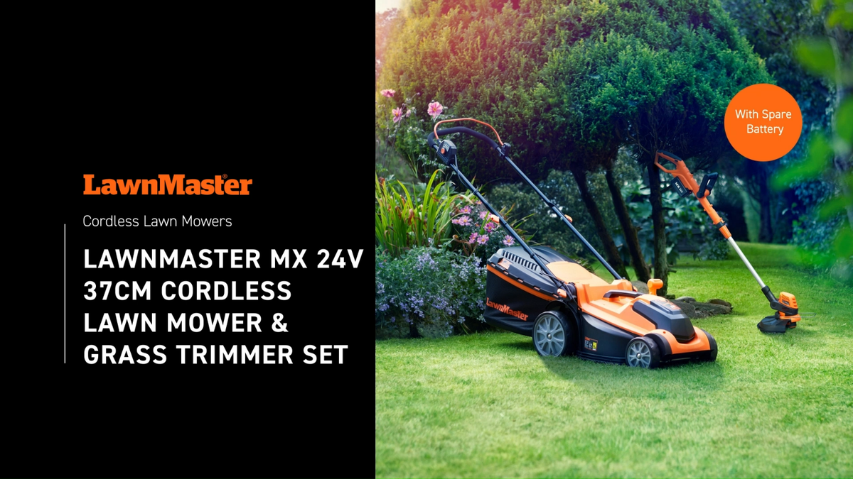 LawnMaster Cordless Lawnmower Set MX 24V 37cm Lawn Mower Grass