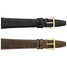 Mens Regular Lizard Grain Leather Flat Watch Strap Band, 2 Optional Colors