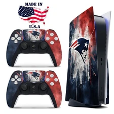PS5 Disc Version Console & Controller Vinyl Skin Decal Wrap New England Patriots